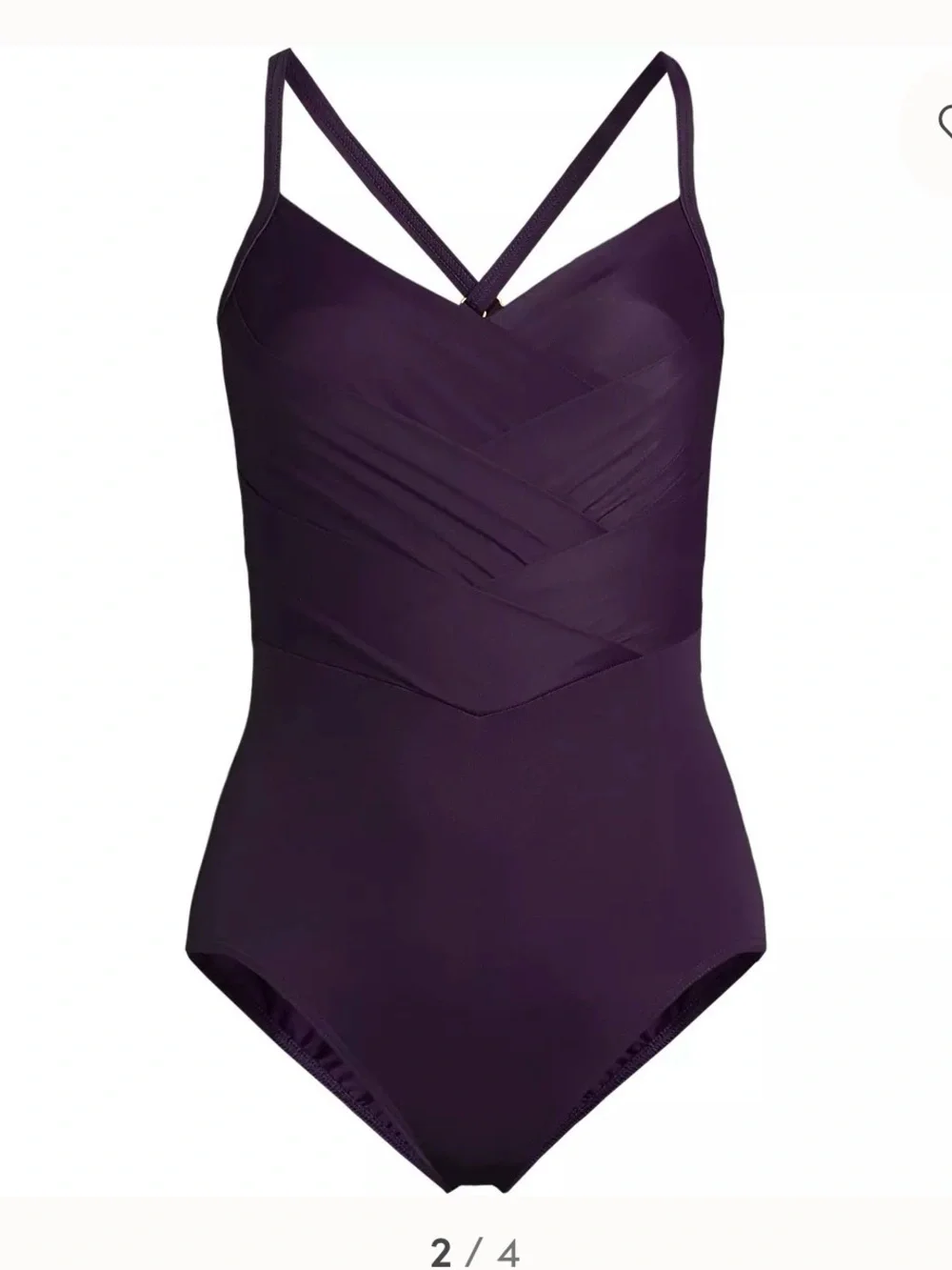 Lands' End Women's New SlenderSuit Pleated Low Leg One Piece Swimsuit